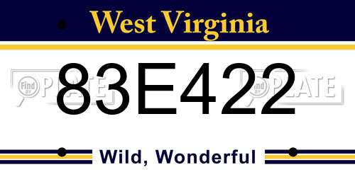 83E422 West Virginia License Plate