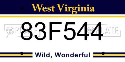 83F544 West Virginia License Plate