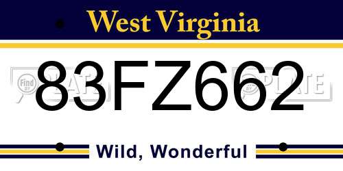 83FZ662 West Virginia License Plate