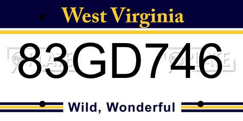 83GD746 West Virginia License Plate