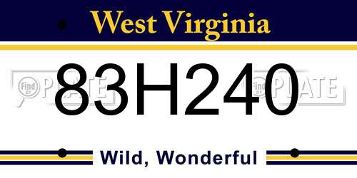 83H240 West Virginia License Plate