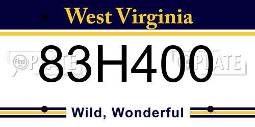 83H400 West Virginia License Plate