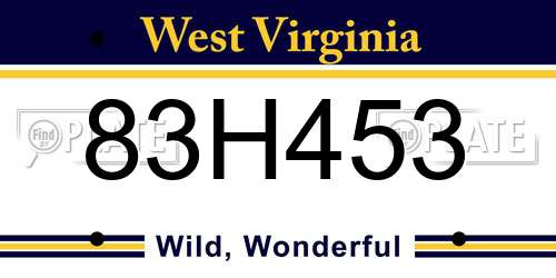 83H453 West Virginia License Plate