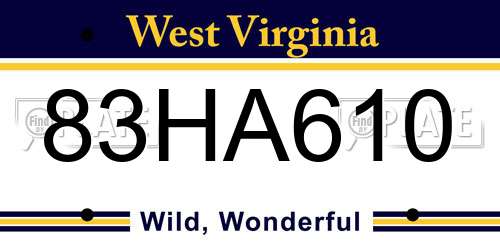 83HA610 West Virginia License Plate