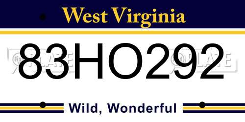83HO292 West Virginia License Plate