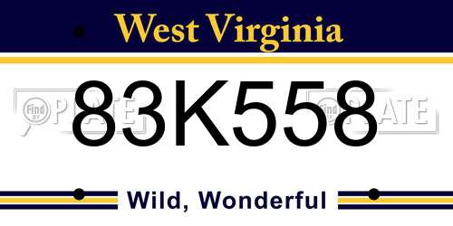 83K558 West Virginia License Plate