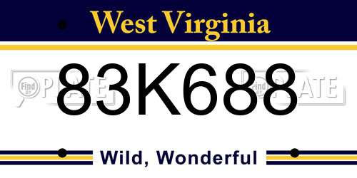 83K688 West Virginia License Plate