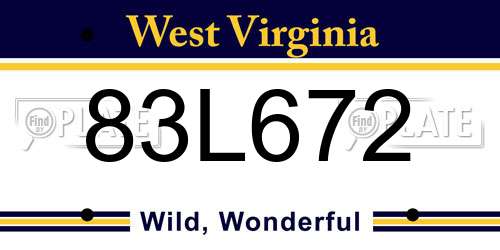 83L672 West Virginia License Plate