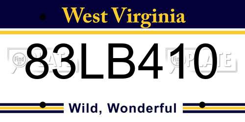83LB410 West Virginia License Plate