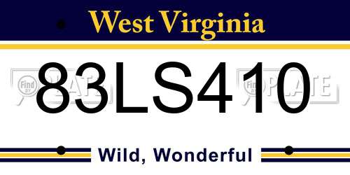 83LS410 West Virginia License Plate