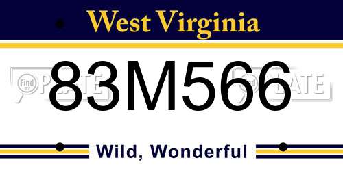 83M566 West Virginia License Plate