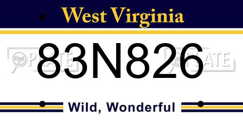 83N826 West Virginia License Plate