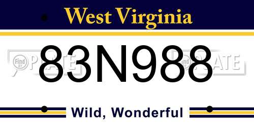 83N988 West Virginia License Plate