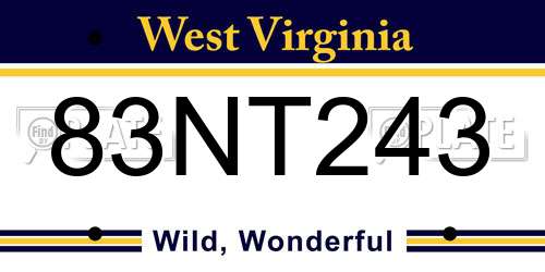 83NT243 West Virginia License Plate