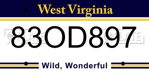 83OD897 West Virginia License Plate