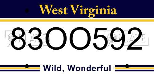 83OO592 West Virginia License Plate