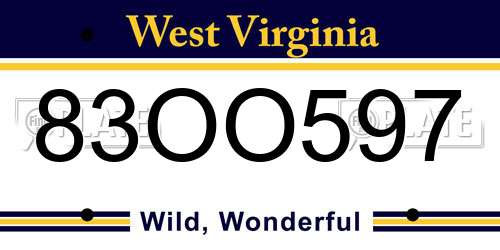 83OO597 West Virginia License Plate