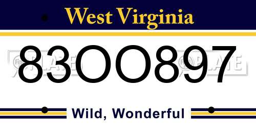 83OO897 West Virginia License Plate