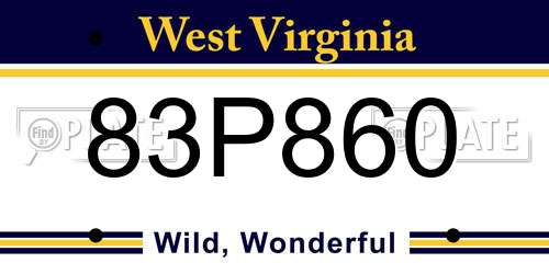 83P860 West Virginia License Plate