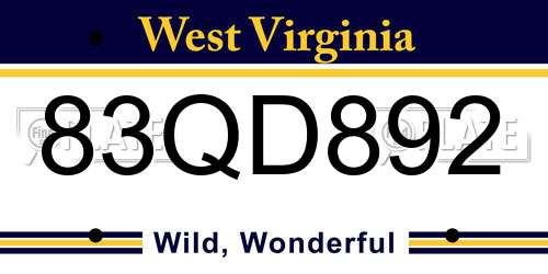 83QD892 West Virginia License Plate