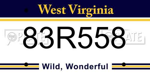 83R558 West Virginia License Plate