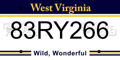 83RY266 West Virginia License Plate