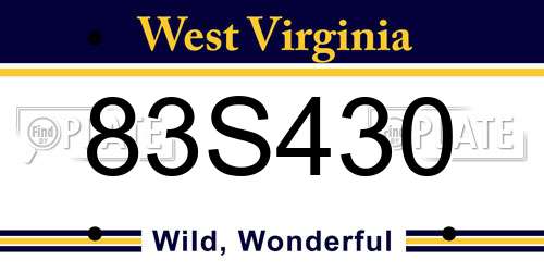 83S430 West Virginia License Plate