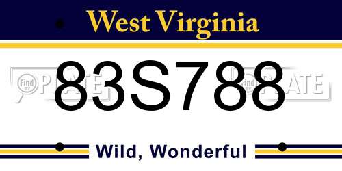 83S788 West Virginia License Plate