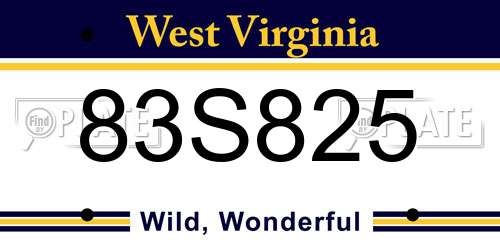 83S825 West Virginia License Plate