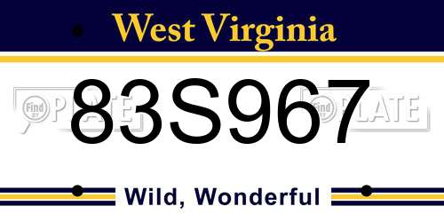 83S967 West Virginia License Plate