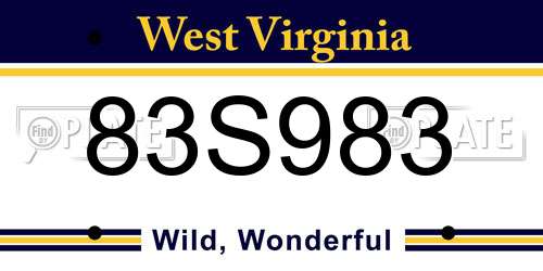 83S983 West Virginia License Plate