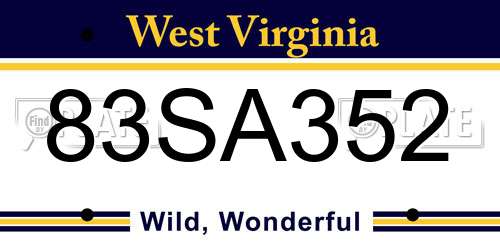 83SA352 West Virginia License Plate