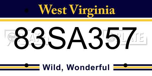 83SA357 West Virginia License Plate