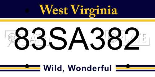 83SA382 West Virginia License Plate