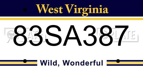 83SA387 West Virginia License Plate