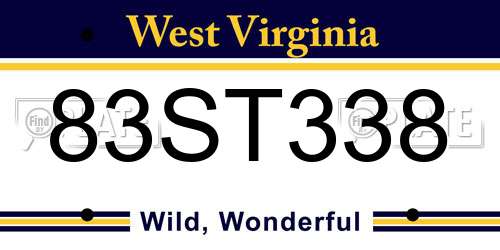 83ST338 West Virginia License Plate