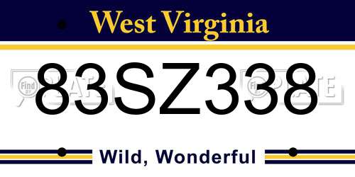83SZ338 West Virginia License Plate
