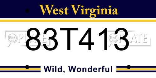 83T413 West Virginia License Plate