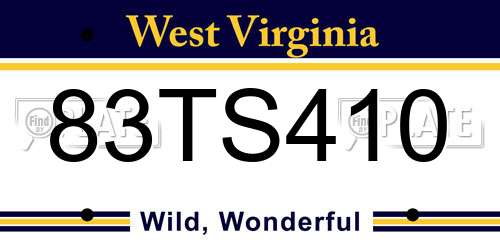 83TS410 West Virginia License Plate