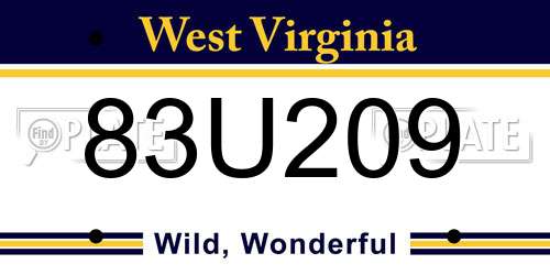 83U209 West Virginia License Plate