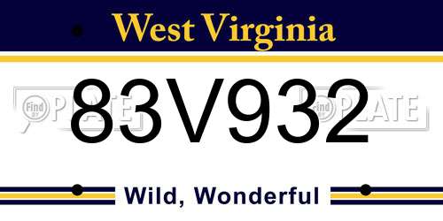 83V932 West Virginia License Plate