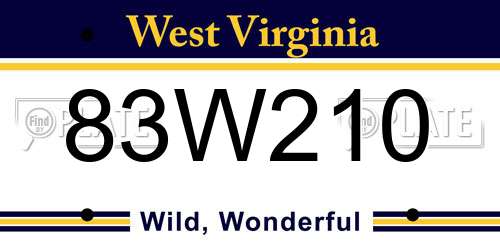 83W210 West Virginia License Plate