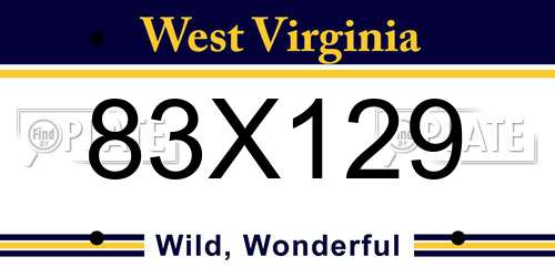 83X129 West Virginia License Plate