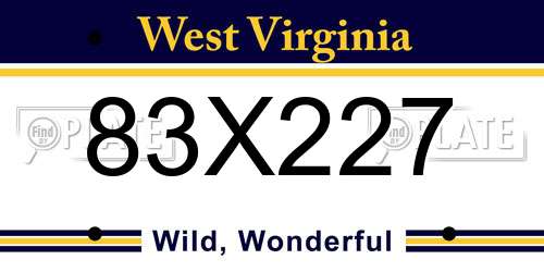83X227 West Virginia License Plate