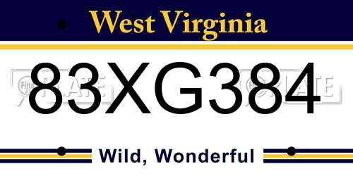 83XG384 West Virginia License Plate