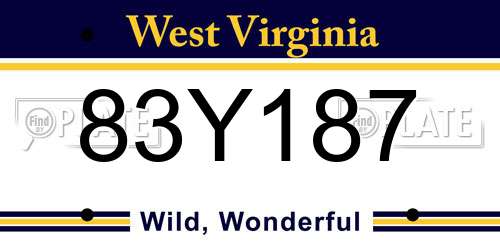83Y187 West Virginia License Plate