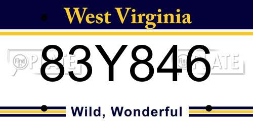 83Y846 West Virginia License Plate