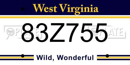 83Z755 West Virginia License Plate