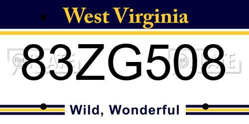 83ZG508 West Virginia License Plate