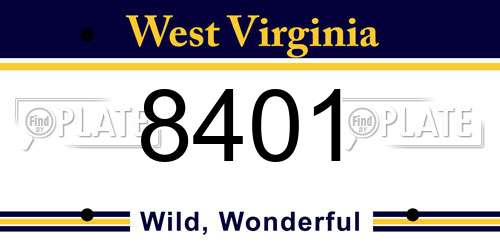 8401 West Virginia License Plate